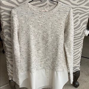 Peyton & Parker Cream Tweed-Look Crewneck Sweater